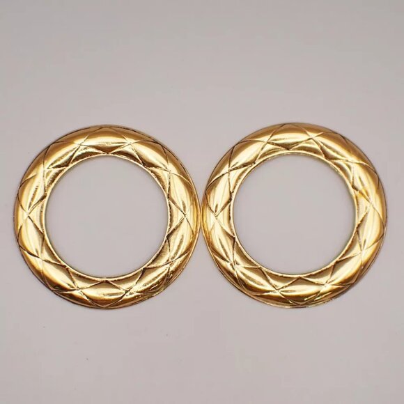 CHANEL Logo Matelasse Round Drop Earrings Clip-On Gold France 82RL068 - Picture 13 of 14